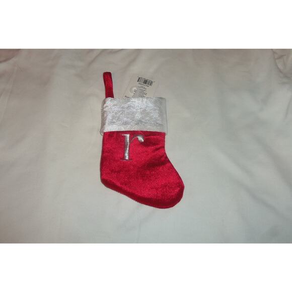 Lower Case r Monogram on red MINI Christmas Stocking 8"X6" by Merry Brite - Picture 1 of 2